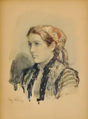 Augustin Němejc, Portrét ženy, okolo 1900, akvarel na papieri