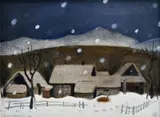 Lutiše (Orava) by Vladimír Kompánek, 1987, olej na sololite, sold Mar 2010