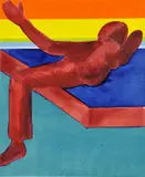 Cyril Blažo, Ležanie, z cyklu Skicák, 1994, tempera, farebné tuše, ceruzka na papieri