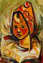 Štefan Cpin, Hlavička dievčaťa, okolo 1960, olejová tempera na výkresovom papieri