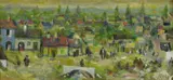 Jozef Ilečko, Malokarpatské mestečko (Modra), okolo 1970, olej na plátne