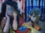 Ladislav Čemický, Matka so synom, 1949, akvarel, tempera na papieri