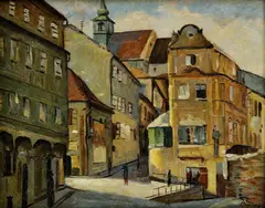 Jozef Balogh, Dom u Dobrého pastiera v Bratislave, okolo 1945, olej na kartóne