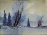 Zima pri rieke Poprad by Jenő, eugen & Szepesi-kuszka, okolo 1910, olej na plátne, sold Dec 2009