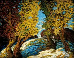 Anton Jasusch, Jesenný les, okolo 1910-14, olej na kartóne