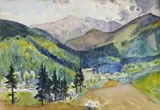 Manínska dolina by Imro Weiner-Kráľ, okolo 1955, akvarel na papieri, sold Dec 2009