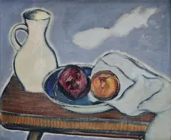 Miloš Alexander Bazovský, Zátišie s krčahom a jablkami, 1931-32, olej na kartóne