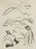 Martin Benka, Za robotou (podľa rovnomennej kresby kriedou z roku 1932), 1944, litografia na papieri