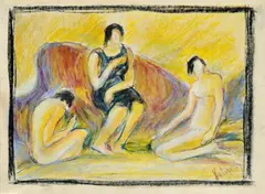 Tri grácie by Palugyay Zolo, okolo 1920, pastel na papieri, sold Dec 2009