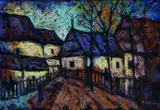 Dedina na jeseň by Janko Alexy, okolo 1945, pastel na papieri, sold Dec 2009