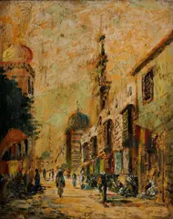 Bela Bacskay, Orientálne mesto I., okolo 1910, olej na kartóne