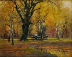Pastierka oviec by László Kézdi-Kovács, okolo 1900, olej na plátne, sold Dec 2009
