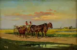 August ritter von Petenkoffen, Na puszte, okolo 1920, olej na dreve