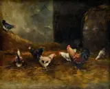K. Péchy, Na sedliackom dvore, okolo 1920, olej na plátne