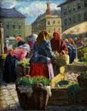 István Szász, Trh, okolo 1930, olej na plátne