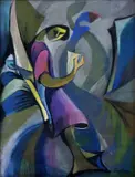 Magda Zemplényi, Žena s listom, okolo 1930, pastel, kombinácia techník na kartóne