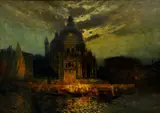 Millo Bortoluzzi, Karneval v nočných Benátkach, okolo 1910, olej na plátne