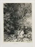 Max Švabinský, Satyr a Nymfa v lese, okolo 1930, litografia na papieri