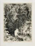 Max Švabinský, Satyr a Nymfa pri potoku, okolo 1930, litografia na papieri