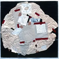 Fenomén I. by Vladimír Popovič, 1999, krkváž, asambláž (s použitím textov a kresieb autora), sold Dec 2009