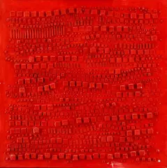 Hugo Demartini, Červený reliéf, 1962, polychrómovaná sadra