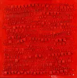 Hugo Demartini, Červený reliéf, 1962, polychrómovaná sadra