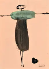 Viera Kraicová, Postava, 1965, akvarel, tuš na papieri
