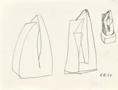 Rudolf Uher, Návrhy na sochy, 1969, kresba ceruzou na papieri