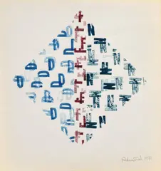 Pečiatkový záznam DFN by Milan Adamčiak, 1971, farebné pečiatky na papieri, sold Oct 2009