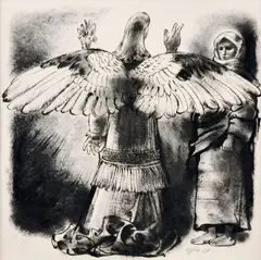 Anjel by Štefan Cpin, 1967, lavírovaná kresba tušom na papieri, sold Oct 2009
