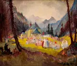 Ľudovít Križan, Púť pri horskej kaplnke, 1939, olej na plátne