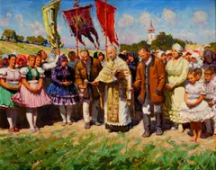 Jozef Teodor Mousson, Zelený štvrtok, okolo 1930, olej na kartóne