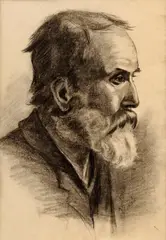 Jozef Hanula, Hlava staršieho muža s bradou, okolo 1890, ceruza, uhol na papieri