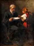 Lajos Jámbor, Starec a dievča, okolo 1930, olej na plátne