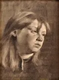 Hlava dievčaťa by skutetzky & Dominik Skutecký, okolo 1880, kresba ceruzou, uhlom na papieri, sold Oct 2009