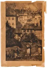 Géza Angyal, Mestské zákutie, 1912, lept na papieri