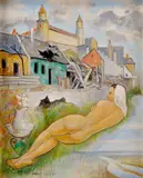 Pod hradom by Imro Weiner-Kráľ, 1975, olej na plátne, sold Oct 2009