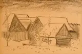 Miloš Alexander Bazovský, Humná, 1948, uhol, rudka na papieri