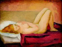 Štefan Bednár, Ležiaci akt, 1938, olej na dreve