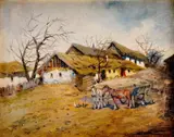György Németh, Povoz pred domami, okolo 1930, olej na plátne