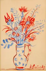 Karel Svolinský, Kytica v keramickej váze, okolo 1960, akvarel na papieri
