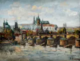 Roman Havelka, Pohľad na Pražský hrad od Karlovho mosta, okolo 1940, olej na plátne