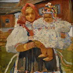 Jan Hála, Važtianka s dieťaťom, 1941, olej na plátne