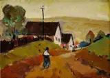 Július Barta, Zena s hrabľami, okolo 1960, olej na preglejka
