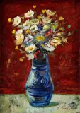 Kytica vo váze by Mária Medvecká, okolo 1965-70, olej na sololite, sold Jun 2009