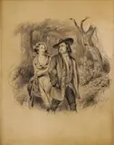 Peter Michal Slavomil Bohúň, Dvojica v lese, 1859, kresba ceruzou na papieri