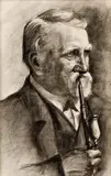 Jozef Hanula, Muž s fajkou, okolo 1900, uhol na papieri