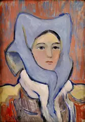 Jozef Ilečko, Žena v čepci, okolo 1935, tempera na papieri