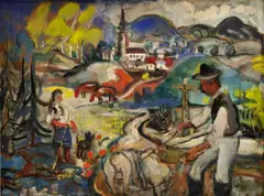Július Jakoby, Na poli, 1947, olej na kartóne