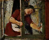Mikuláš Galanda, Pri umývaní okna, 1933, olej na plátne